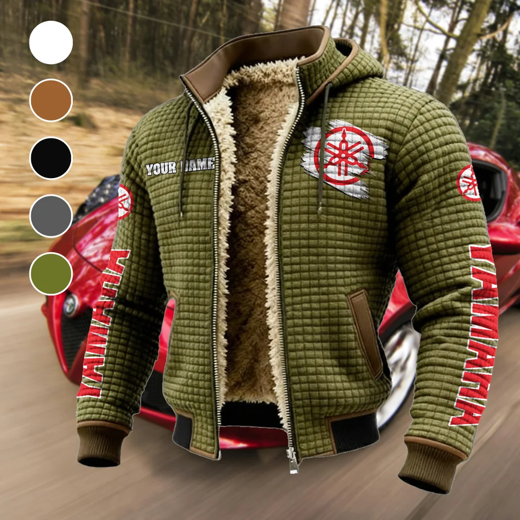 Motorbike Fleece-Lined Hooded Jacket, Warmth-Lock Fleece-Lined Zip HVN1452YA - Green