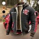 Motorbike Fleece-Lined Hooded Jacket, Warmth-Lock Fleece-Lined Zip HVN1452YA - Grey