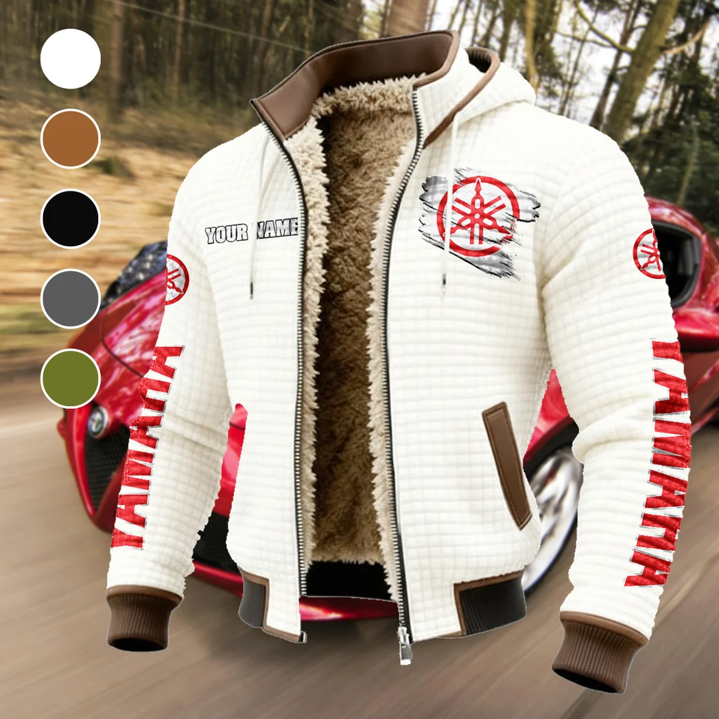Motorbike Fleece-Lined Hooded Jacket, Warmth-Lock Fleece-Lined Zip HVN1452YA - White