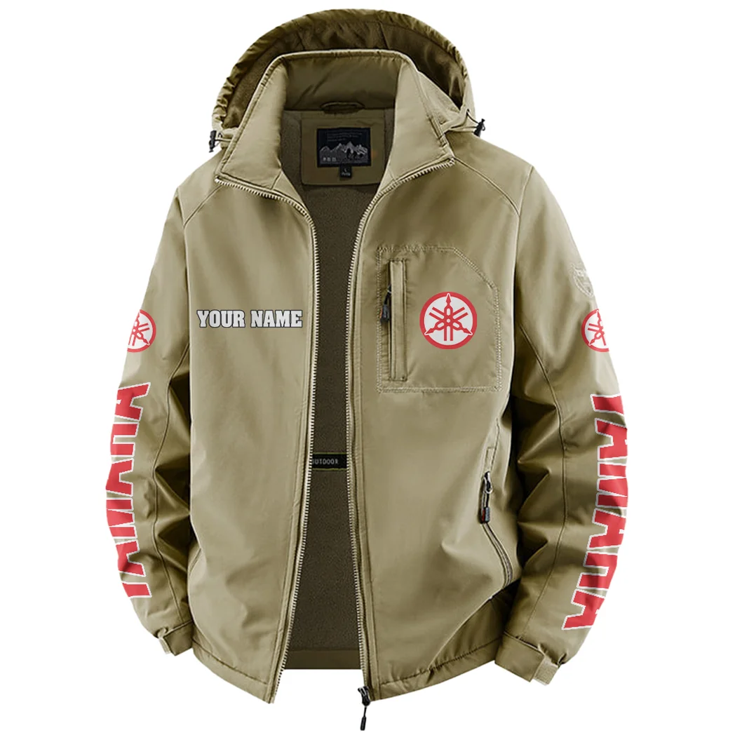 Motorbike Fleece Windbreaker Jacket, Cross-Training Wind Shell HVN1452YA - Khaki - Image 2