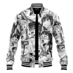 Exaggerated Expression Baseball Jacket, Casual Anime Fan Outerwear ANI005122325369