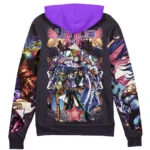 Stylized Combat Spirit Zipper Hoodie, Anime Casual Zip Hoodie ANI007122525361