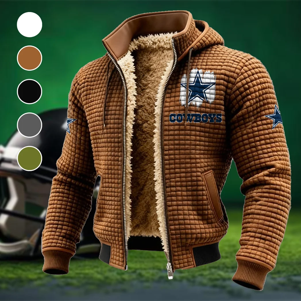Fan Lone Squad Fleece-Lined Hooded Jacket, Rapid-Dry Fleece-Lined Hoody HVN1453DC - brown