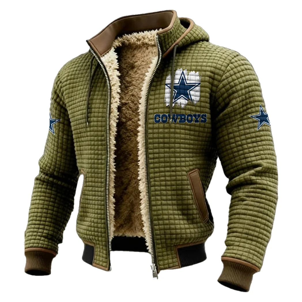 Fan Lone Squad Fleece-Lined Hooded Jacket, Rapid-Dry Fleece-Lined Hoody HVN1453DC - Green - Image 2