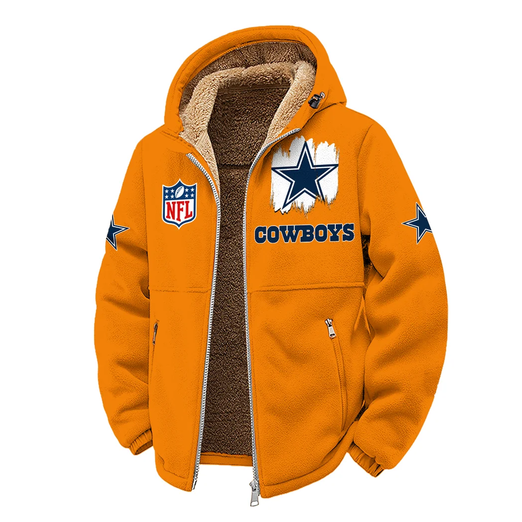 Fan Lone Squad Winter Fleece Jacket, Heavy-Duty Cold Fleece HVN1453DC - Orange - Image 2