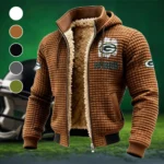 Football Green Crew Fleece-Lined Hooded Jacket, Weather-Shield Fleece Hoody HVN1453GP - brown