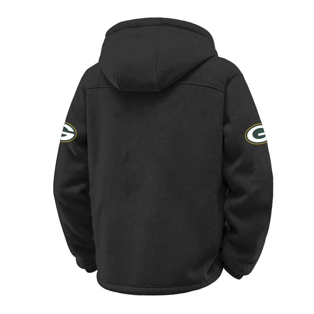 Football Green Crew Winter Fleece Jacket, Dynamic Winter Training Top HVN1453GP - Black - Image 3