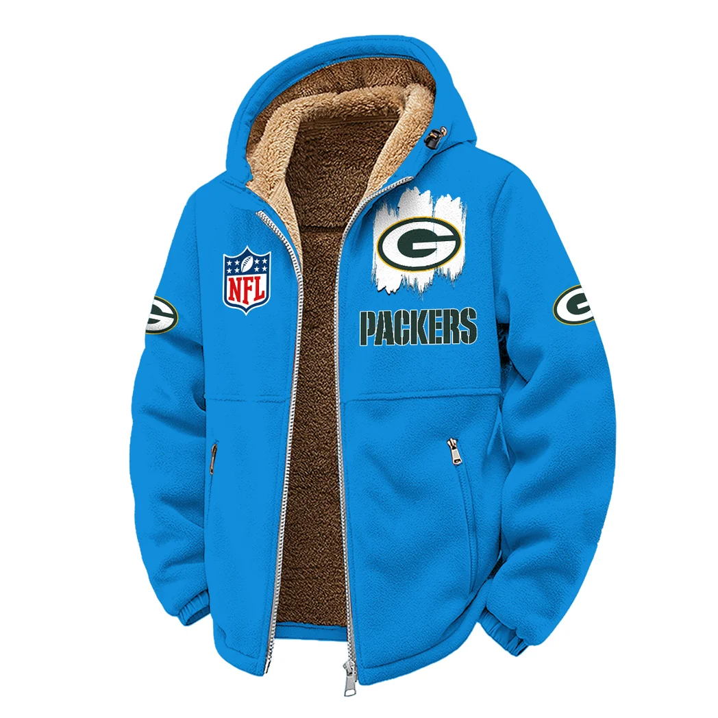 Football Green Crew Winter Fleece Jacket, Dynamic Winter Training Top HVN1453GP - cyan - Image 2