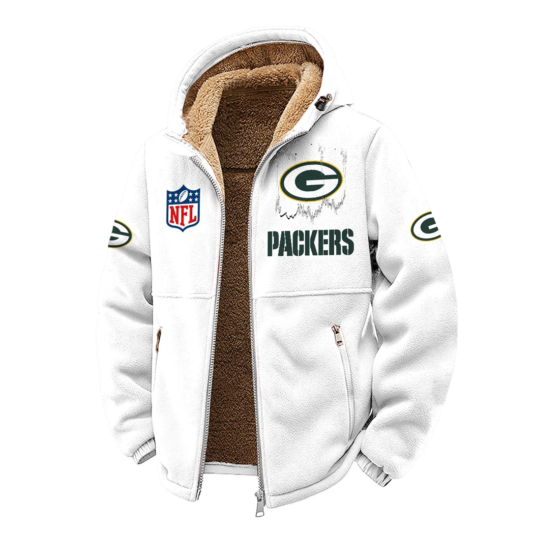 Football Green Crew Winter Fleece Jacket, Dynamic Winter Training Top HVN1453GP - White - Image 2