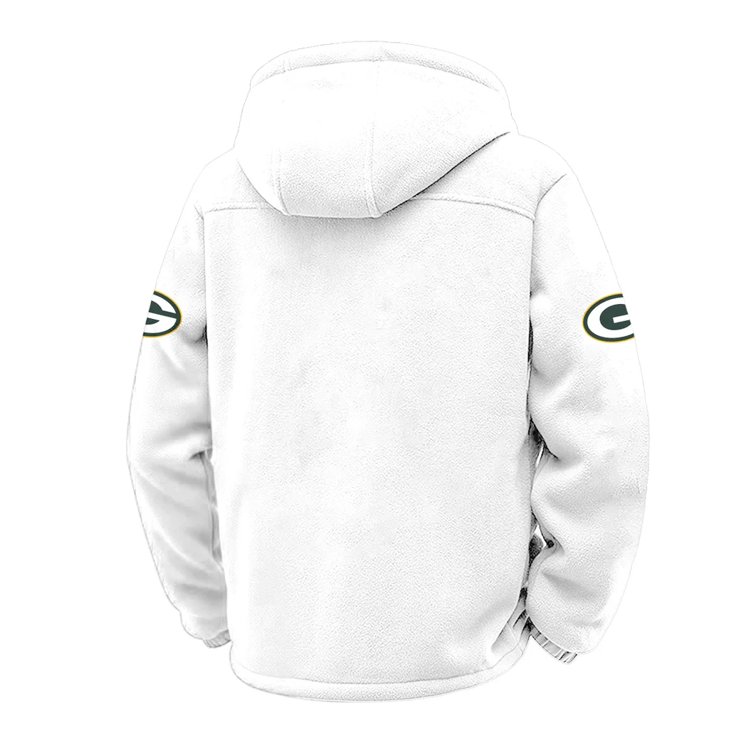 Football Green Crew Winter Fleece Jacket, Dynamic Winter Training Top HVN1453GP - White - Image 3