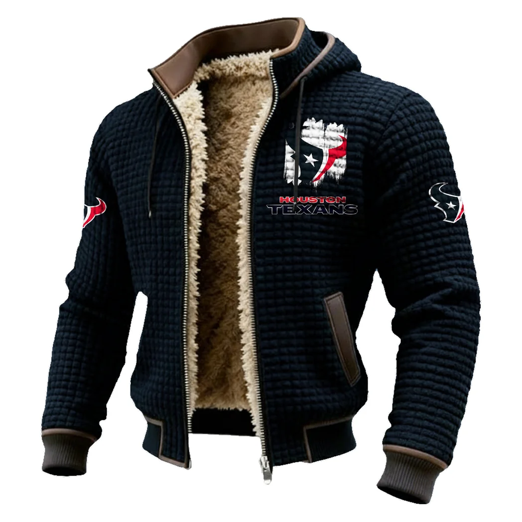 Game Day Squad Fleece-Lined Hooded Jacket, Wind-Blocker Insulated Hoody HVN1453HT - Black - Image 2
