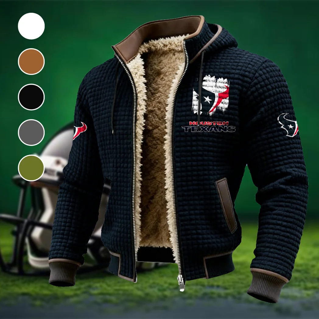 Game Day Squad Fleece-Lined Hooded Jacket, Wind-Blocker Insulated Hoody HVN1453HT - Black