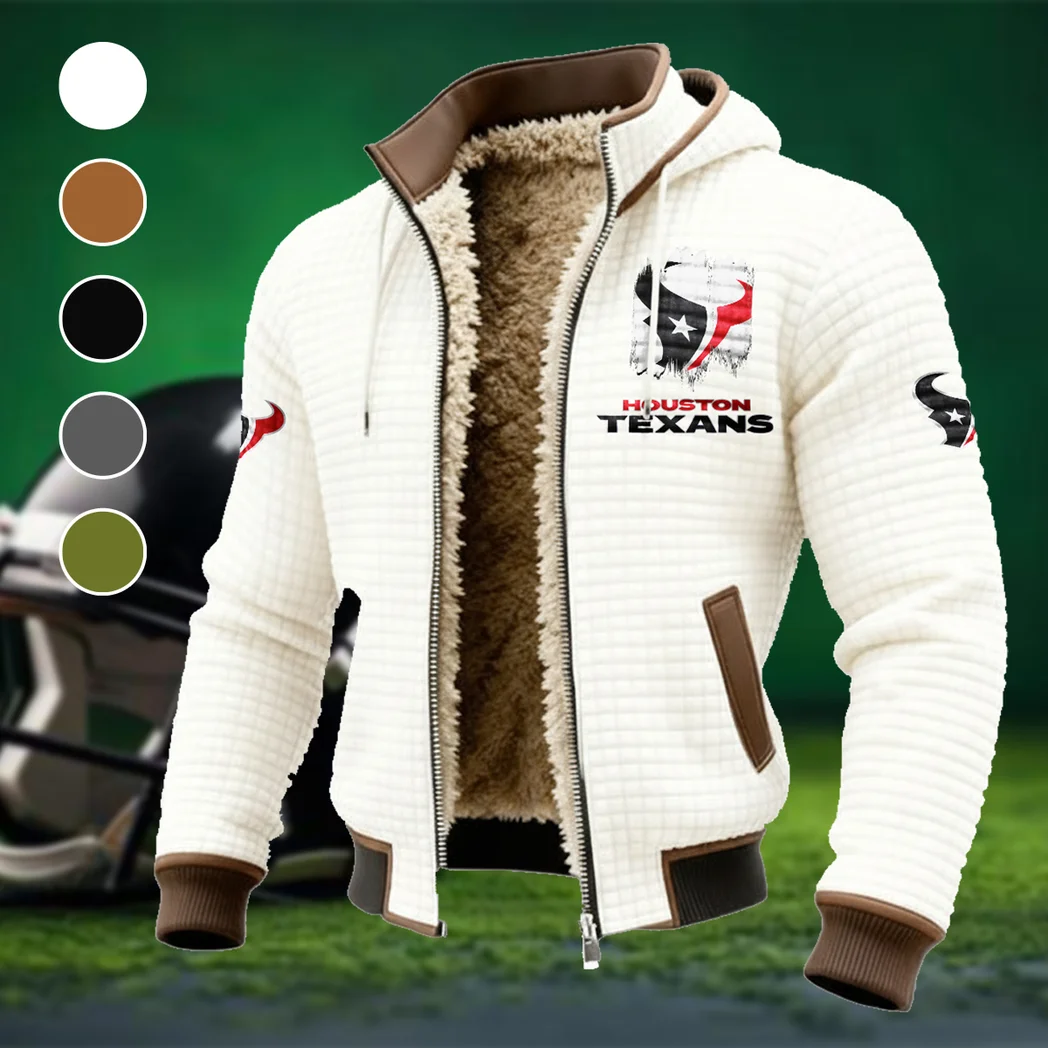 Game Day Squad Fleece-Lined Hooded Jacket, Wind-Blocker Insulated Hoody HVN1453HT - White