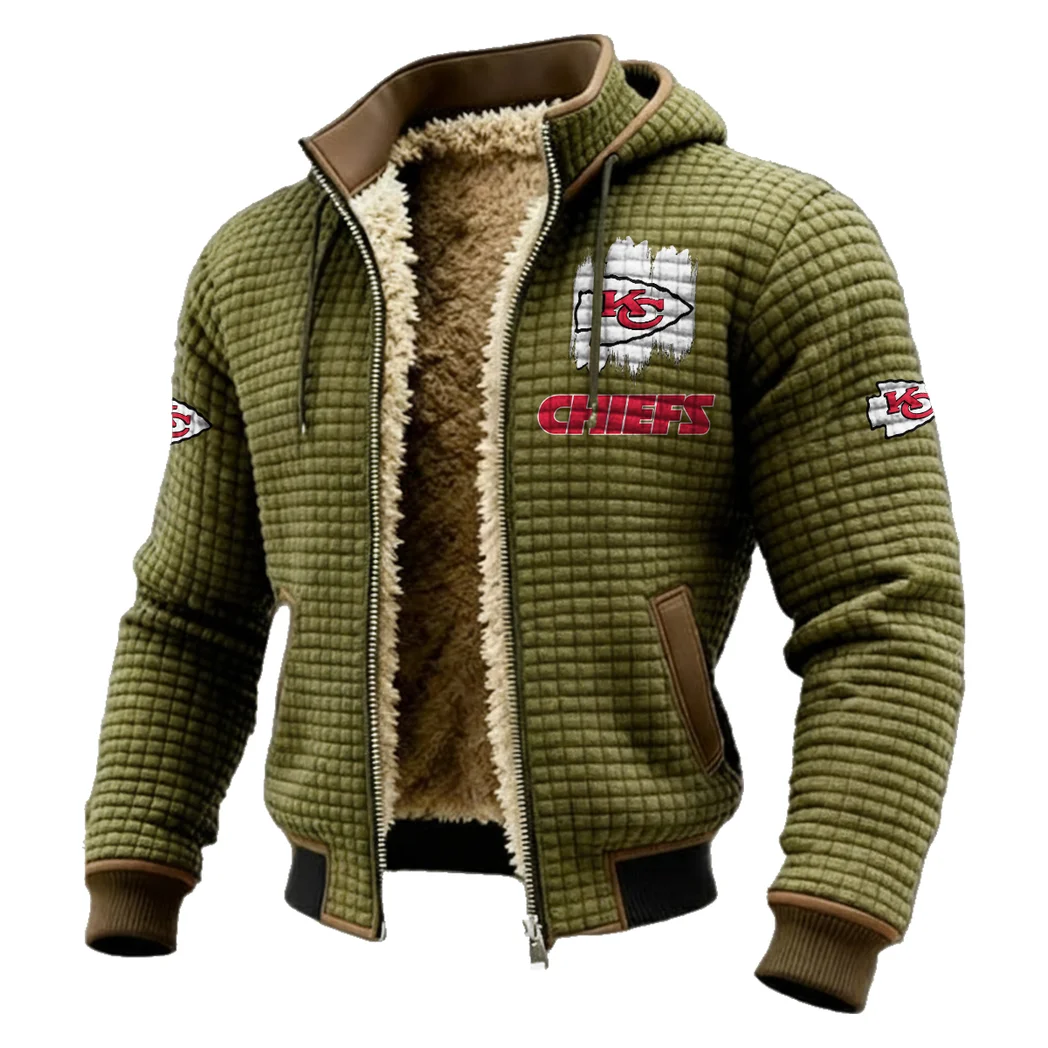 Midnight Rams Fleece-Lined Hooded Jacket, Elemental Guard Sport Jacket HVN1453KC - Green - Image 2