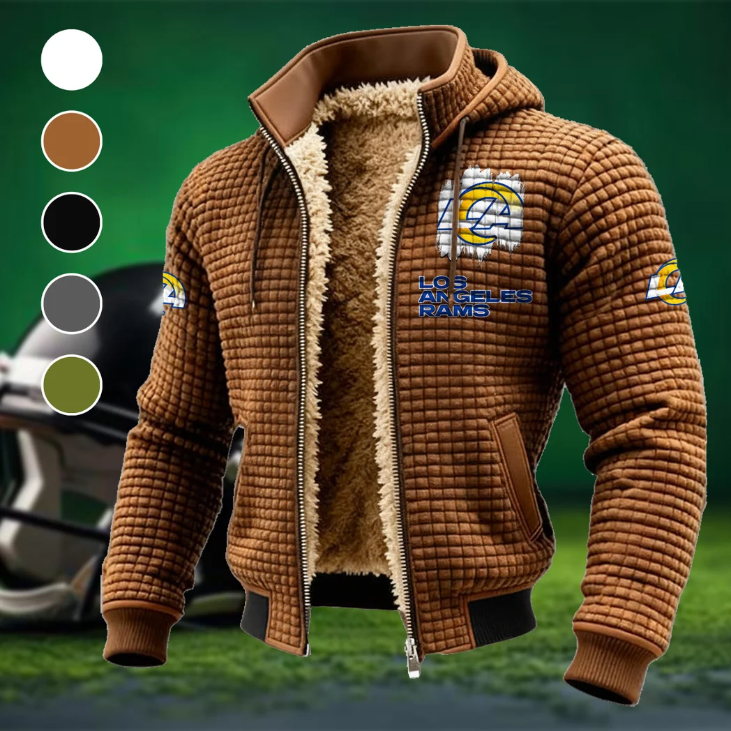 LA Squad Fleece-Lined Hooded Jacket, Water-Resistant Thermal Hoody HVN1453LA - brown