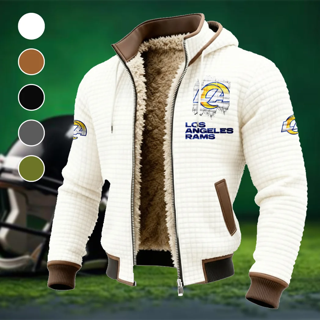 LA Squad Fleece-Lined Hooded Jacket, Water-Resistant Thermal Hoody HVN1453LA - White