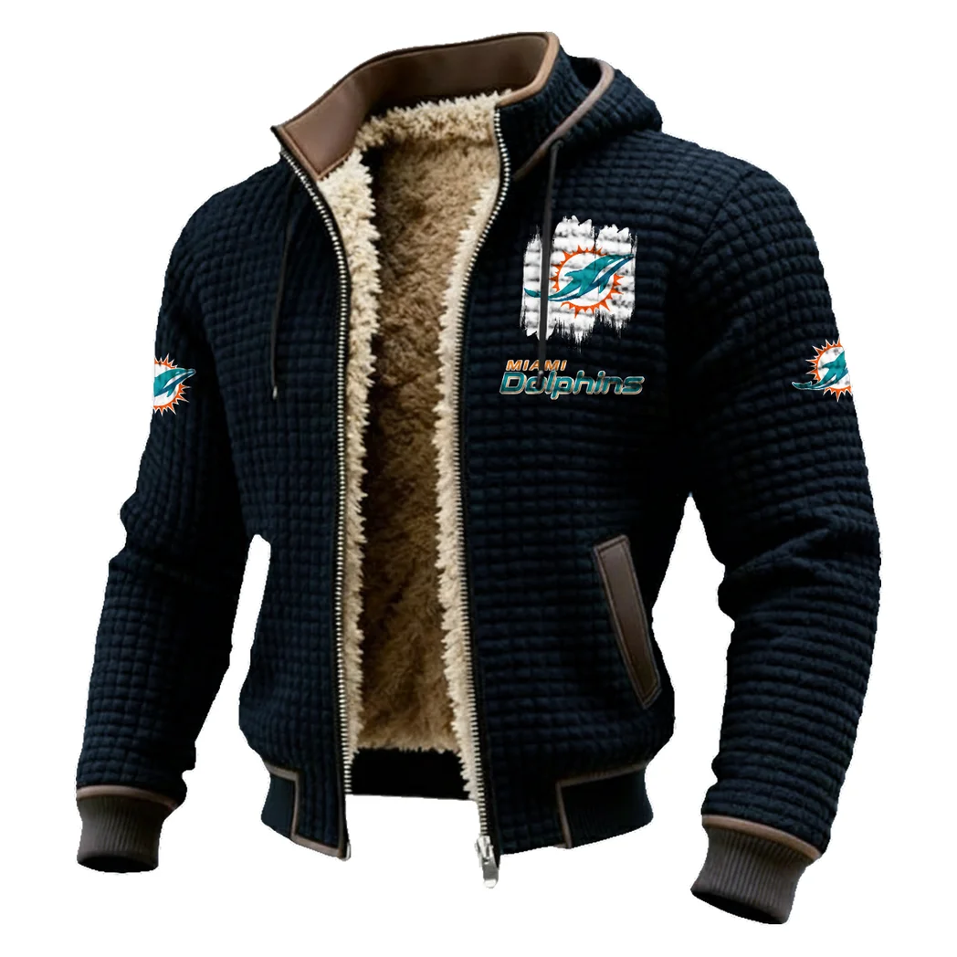 Marine Army Fleece-Lined Hooded Jacket, Cold-Snap Defense Jacket HVN1453MD - Black - Image 2