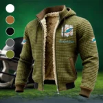 Marine Army Fleece-Lined Hooded Jacket, Cold-Snap Defense Jacket HVN1453MD - Green