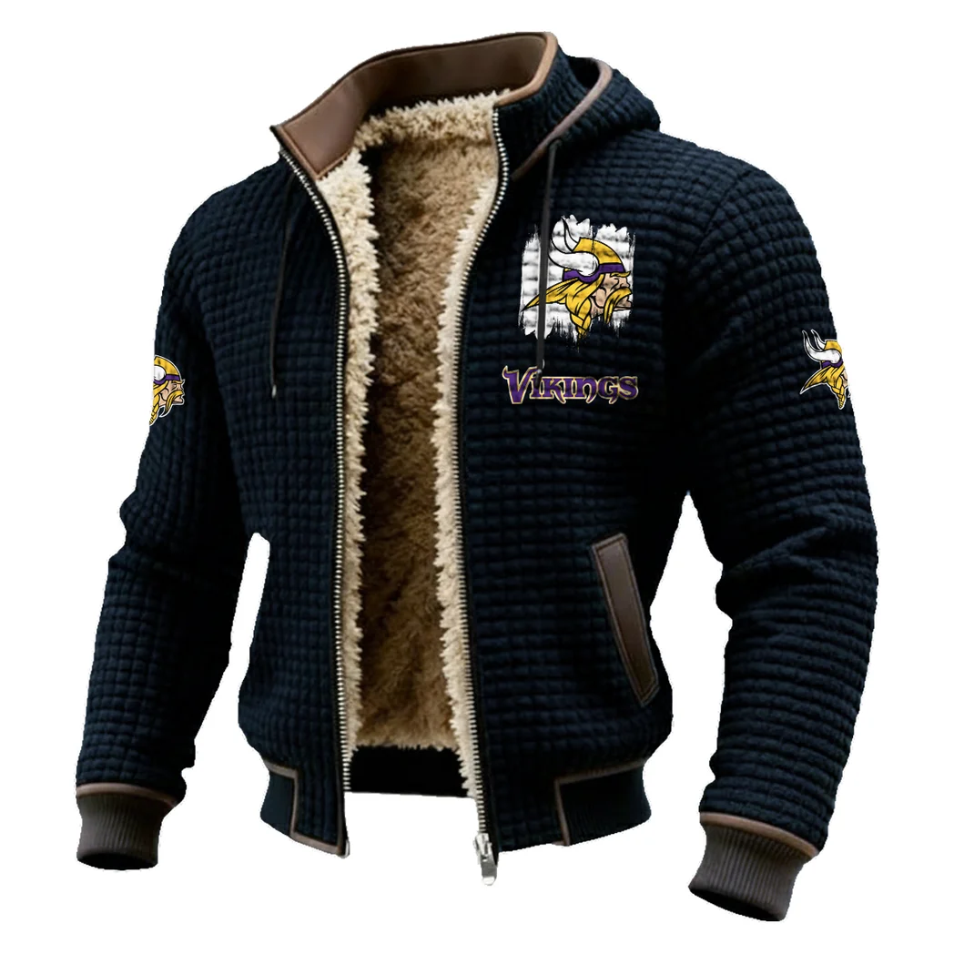 Purple Horns Fleece-Lined Hooded Jacket, Rugged Terrain Fleece Hoody HVN1453MV - Black - Image 2