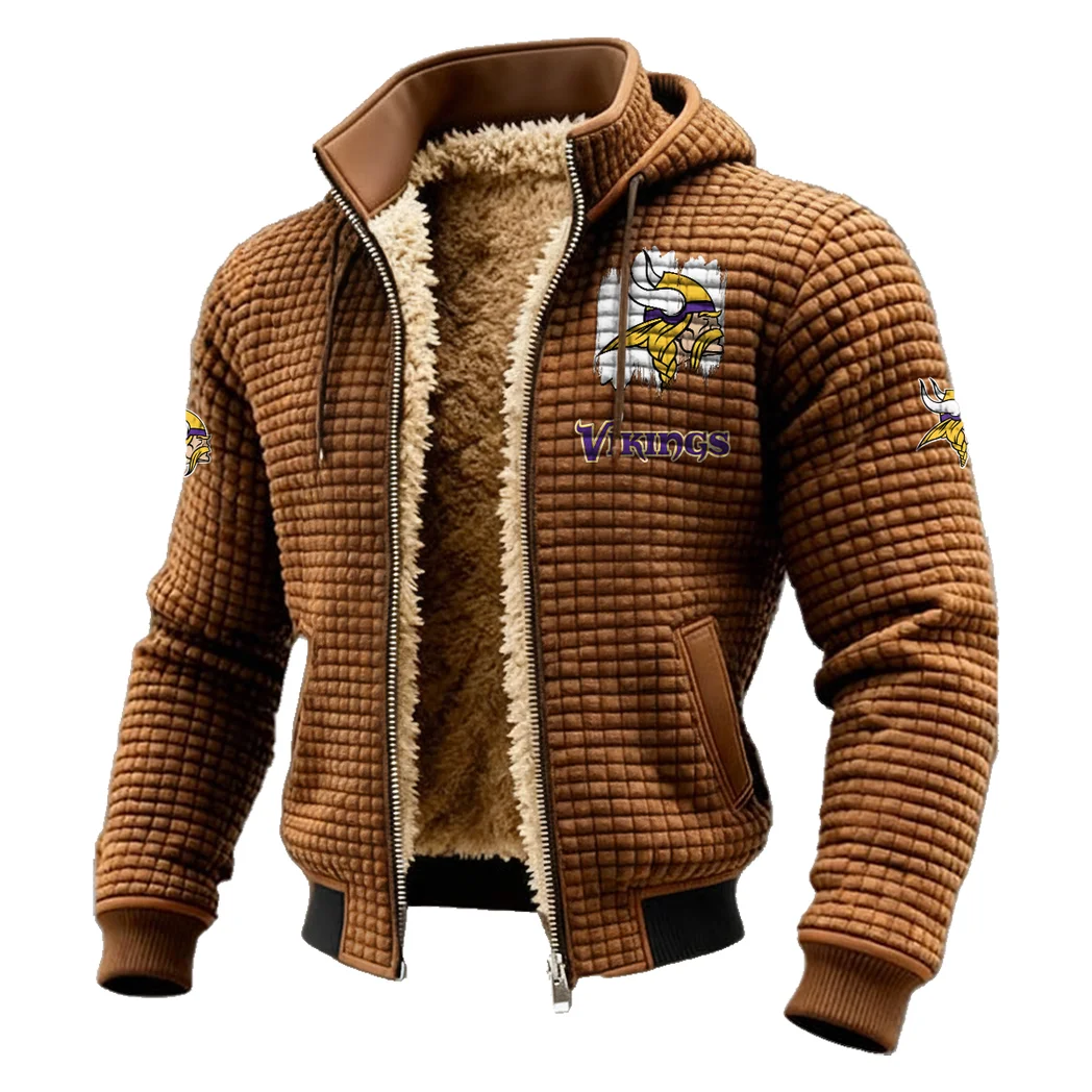 Purple Horns Fleece-Lined Hooded Jacket, Rugged Terrain Fleece Hoody HVN1453MV - brown - Image 2
