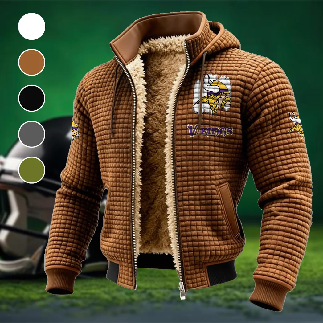 Purple Horns Fleece-Lined Hooded Jacket, Rugged Terrain Fleece Hoody HVN1453MV - brown