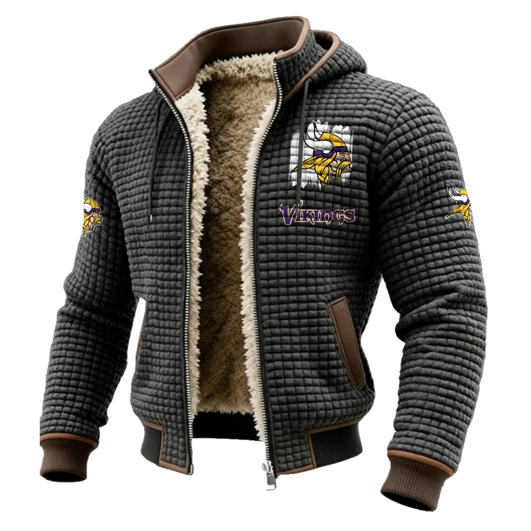 Purple Horns Fleece-Lined Hooded Jacket, Rugged Terrain Fleece Hoody HVN1453MV - Grey - Image 2