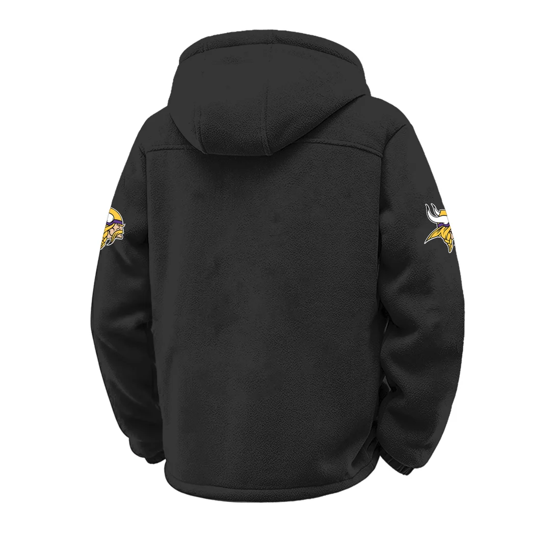 Purple Horns Winter Fleece Jacket, Ultra-Soft Fleece Shell HVN1453MV - Black - Image 3