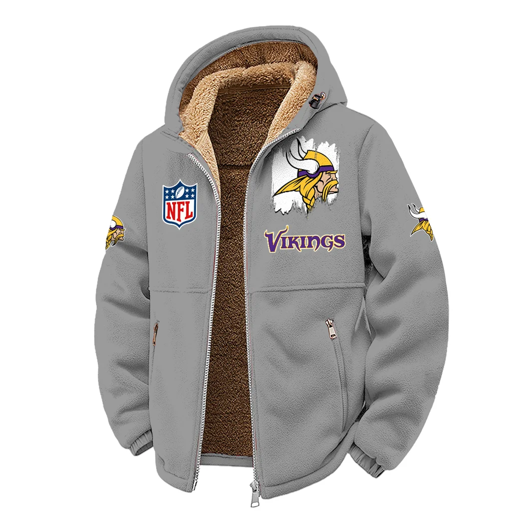 Purple Horns Winter Fleece Jacket, Ultra-Soft Fleece Shell HVN1453MV - Grey - Image 2