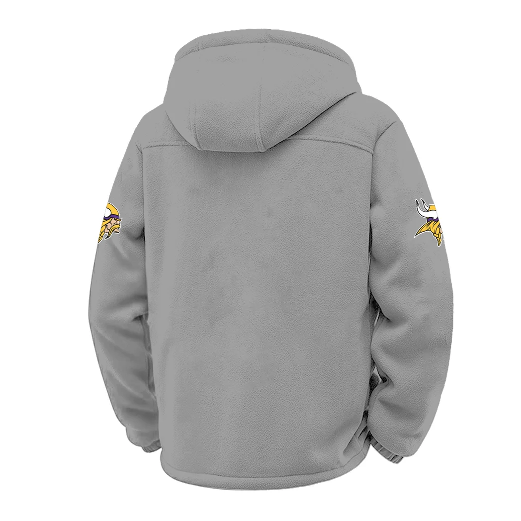 Purple Horns Winter Fleece Jacket, Ultra-Soft Fleece Shell HVN1453MV - Grey - Image 3