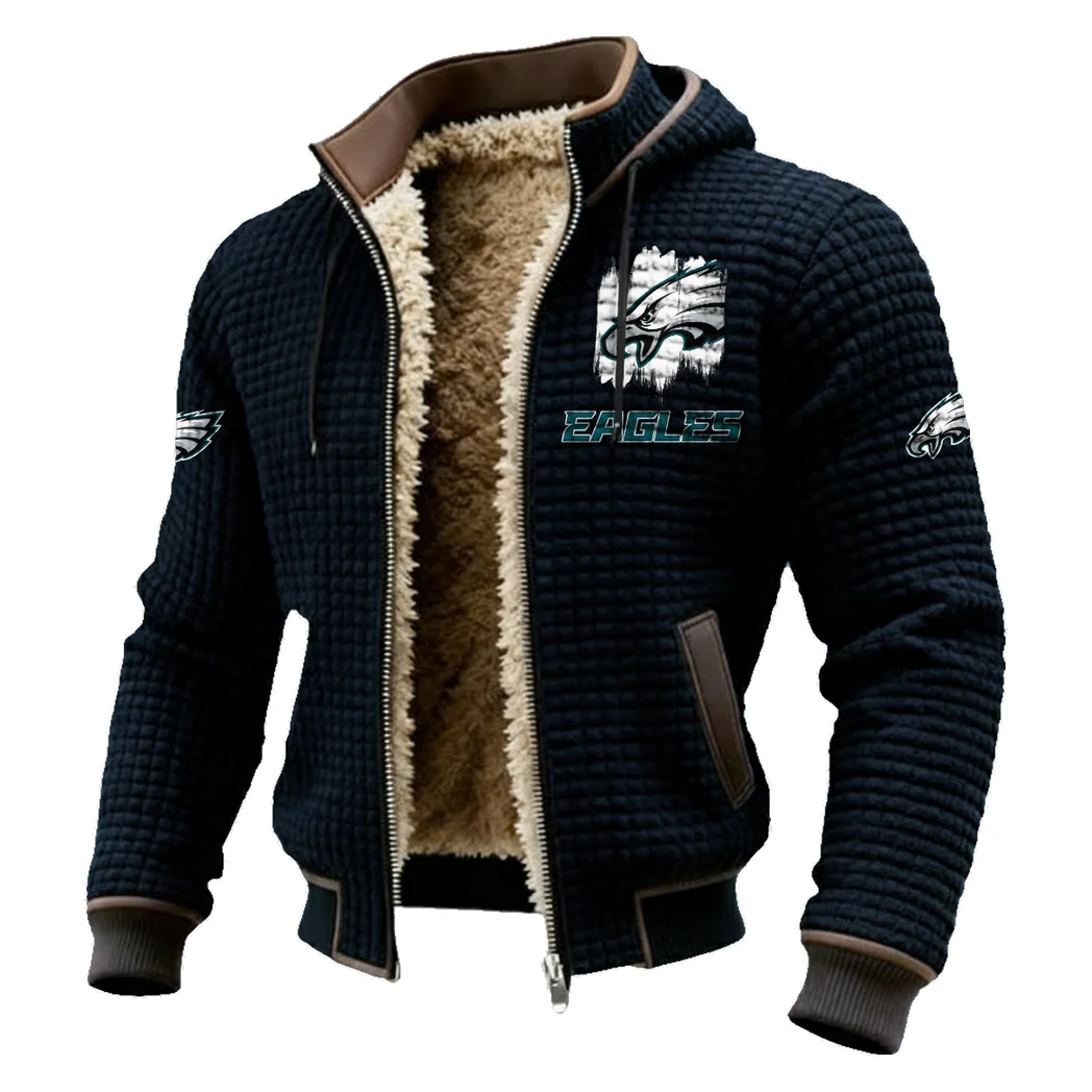 Match Day Squad Fleece-Lined Hooded Jacket, Luxe Cloud-Fleece Hooded Shell HVN1453PE - Black - Image 2
