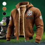 Steel Crew Fleece-Lined Hooded Jacket, High-Density Comfort Fleece HVN1453PS - brown