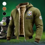 Steel Crew Fleece-Lined Hooded Jacket, High-Density Comfort Fleece HVN1453PS - Green