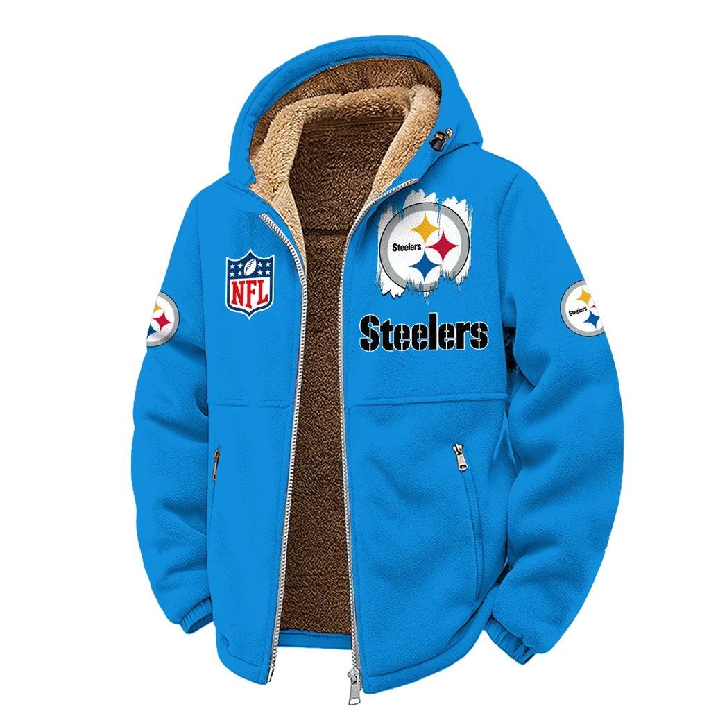 Steel Crew Winter Fleece Jacket, Warm Core Loft Fleece HVN1453PS - cyan - Image 2
