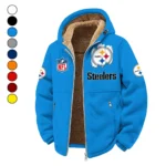 Steel Crew Winter Fleece Jacket, Warm Core Loft Fleece HVN1453PS - cyan