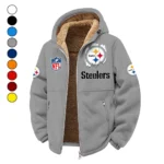 Steel Crew Winter Fleece Jacket, Warm Core Loft Fleece HVN1453PS - Grey