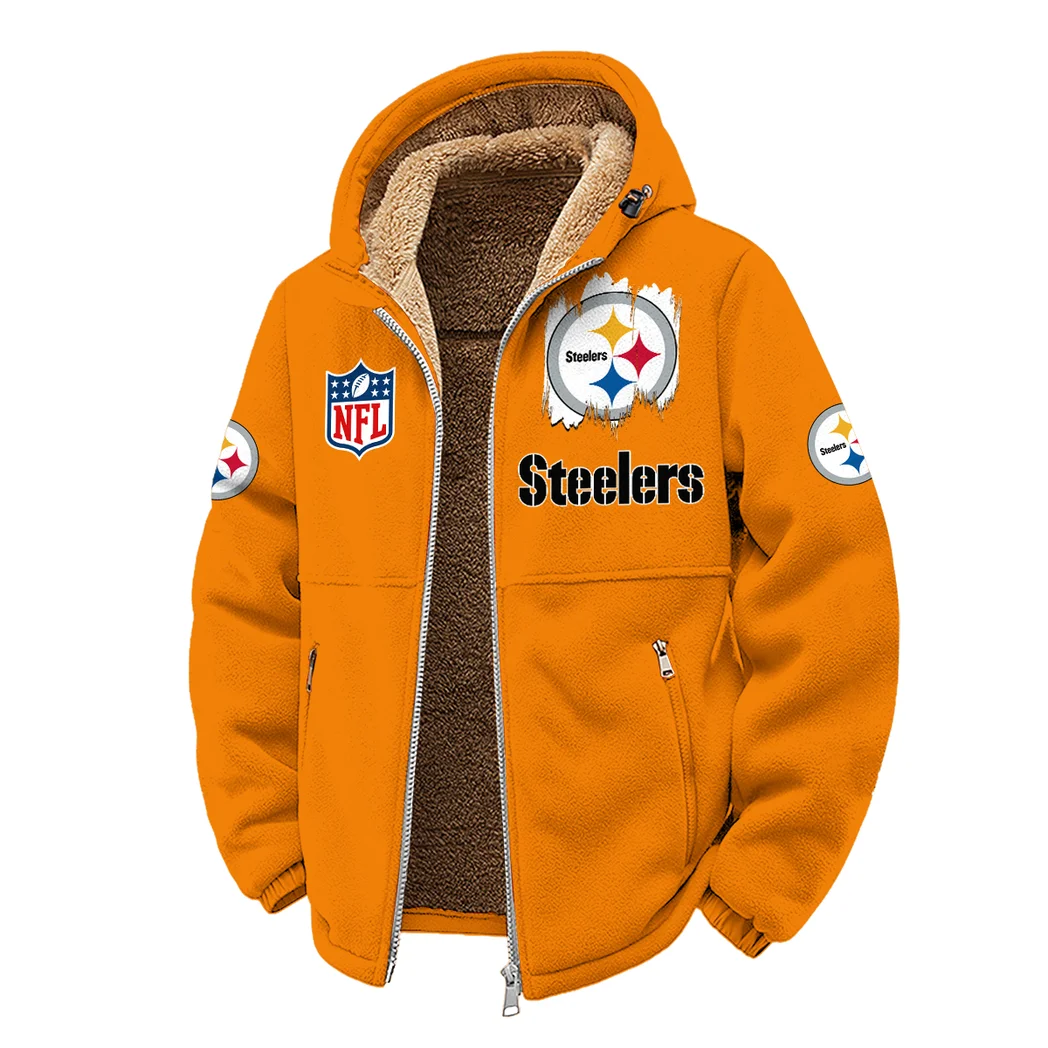 Steel Crew Winter Fleece Jacket, Warm Core Loft Fleece HVN1453PS - Orange - Image 2