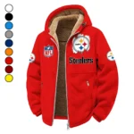 Steel Crew Winter Fleece Jacket, Warm Core Loft Fleece HVN1453PS - red