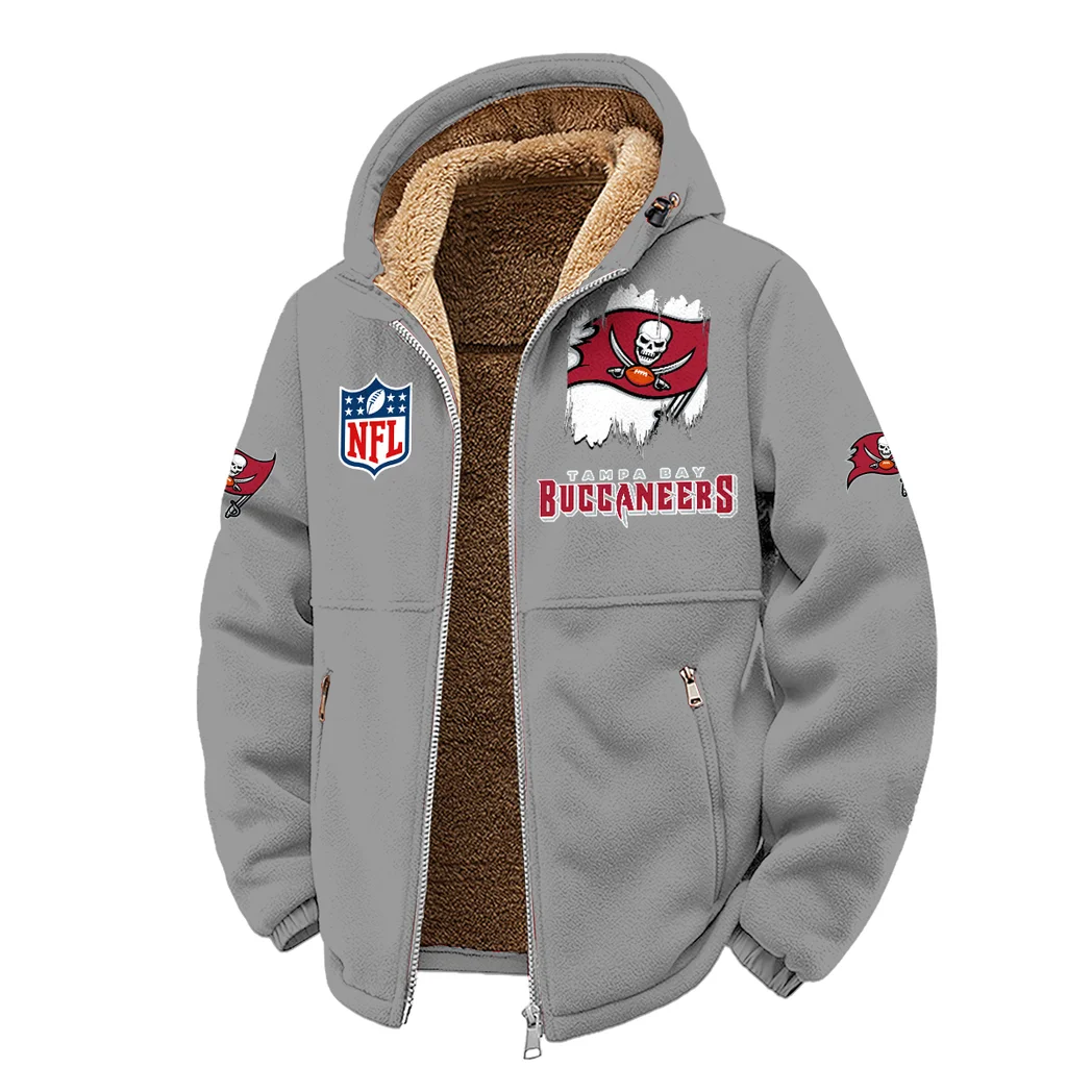Pirate Squad Winter Fleece Jacket, Sherpa Lined Winter Fleece HVN1453TB - Grey - Image 2