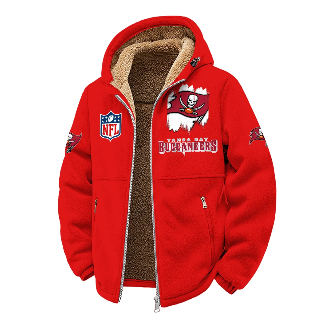 Pirate Squad Winter Fleece Jacket, Sherpa Lined Winter Fleece HVN1453TB - red - Image 2
