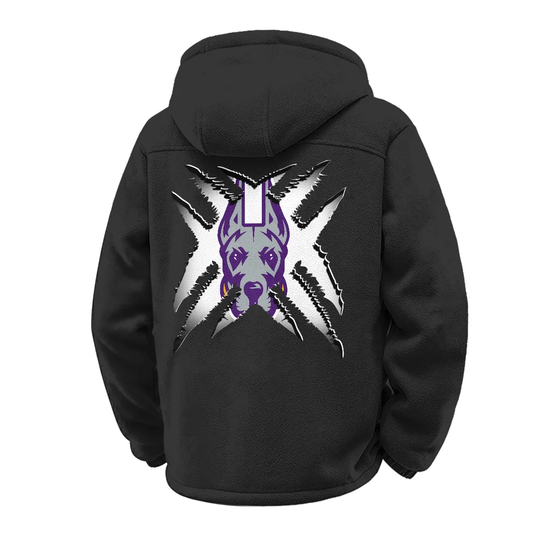 The SUNY Stars Winter Fleece Jacket, Insulated Sport Hoody HVN1454AG - Black - Image 3
