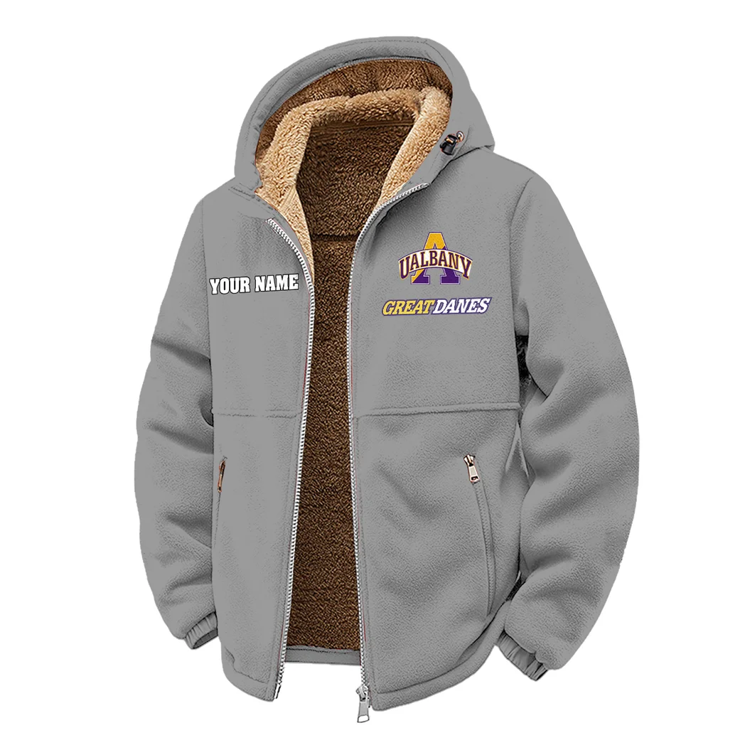 The SUNY Stars Winter Fleece Jacket, Insulated Sport Hoody HVN1454AG - Grey - Image 2
