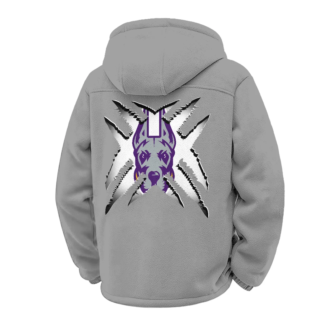 The SUNY Stars Winter Fleece Jacket, Insulated Sport Hoody HVN1454AG - Grey - Image 3
