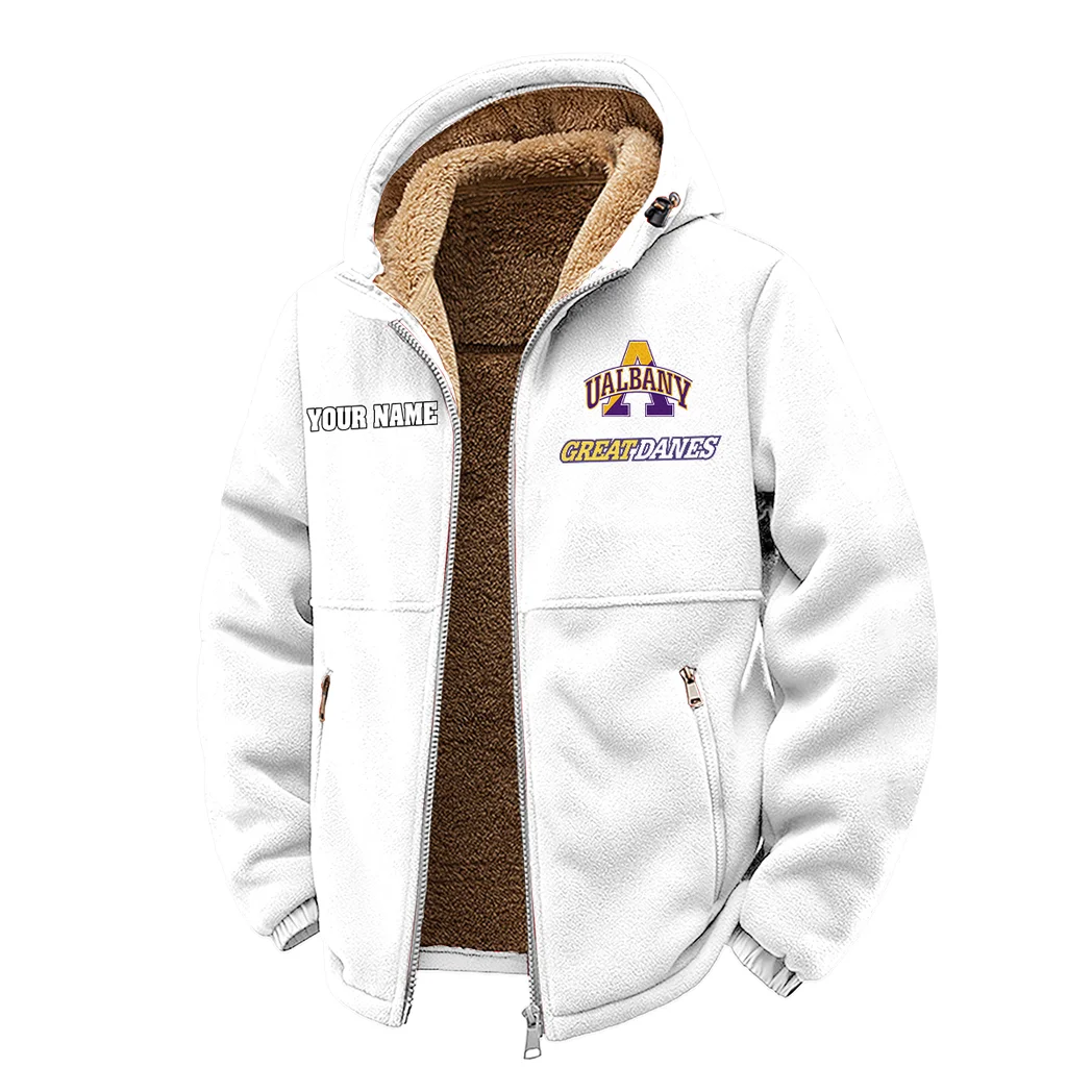 The SUNY Stars Winter Fleece Jacket, Insulated Sport Hoody HVN1454AG - White - Image 2