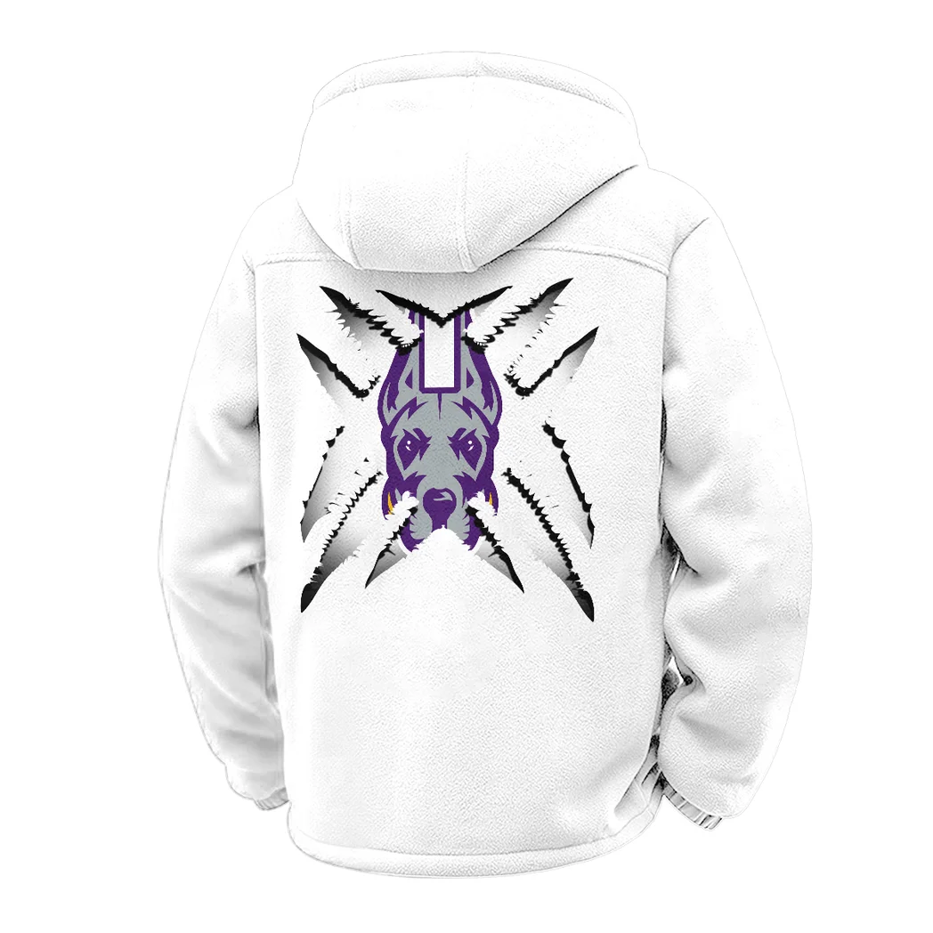 The SUNY Stars Winter Fleece Jacket, Insulated Sport Hoody HVN1454AG - White - Image 3