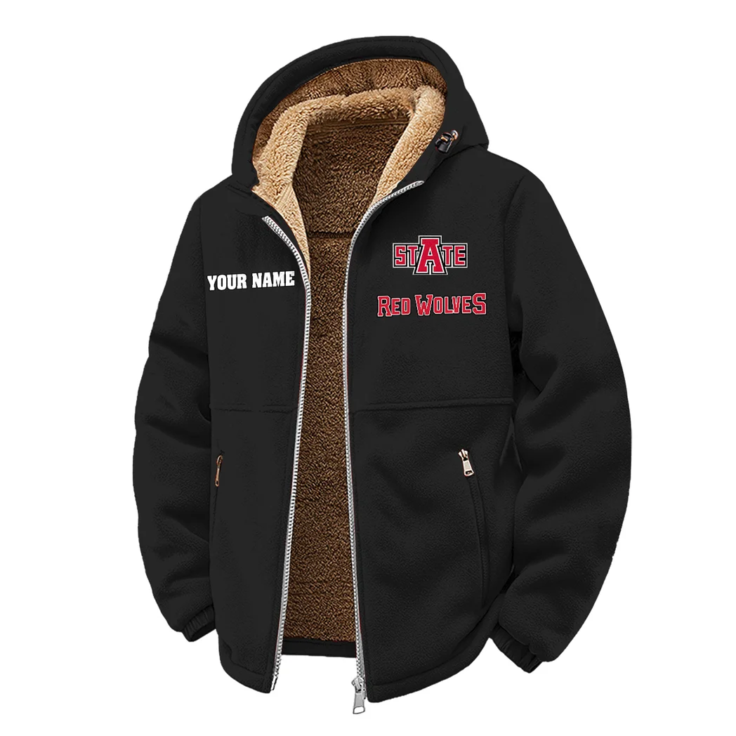 The Red Wolf Spirit Winter Fleece Jacket, Polar Climate Fleece HVN1454AS - Black - Image 2
