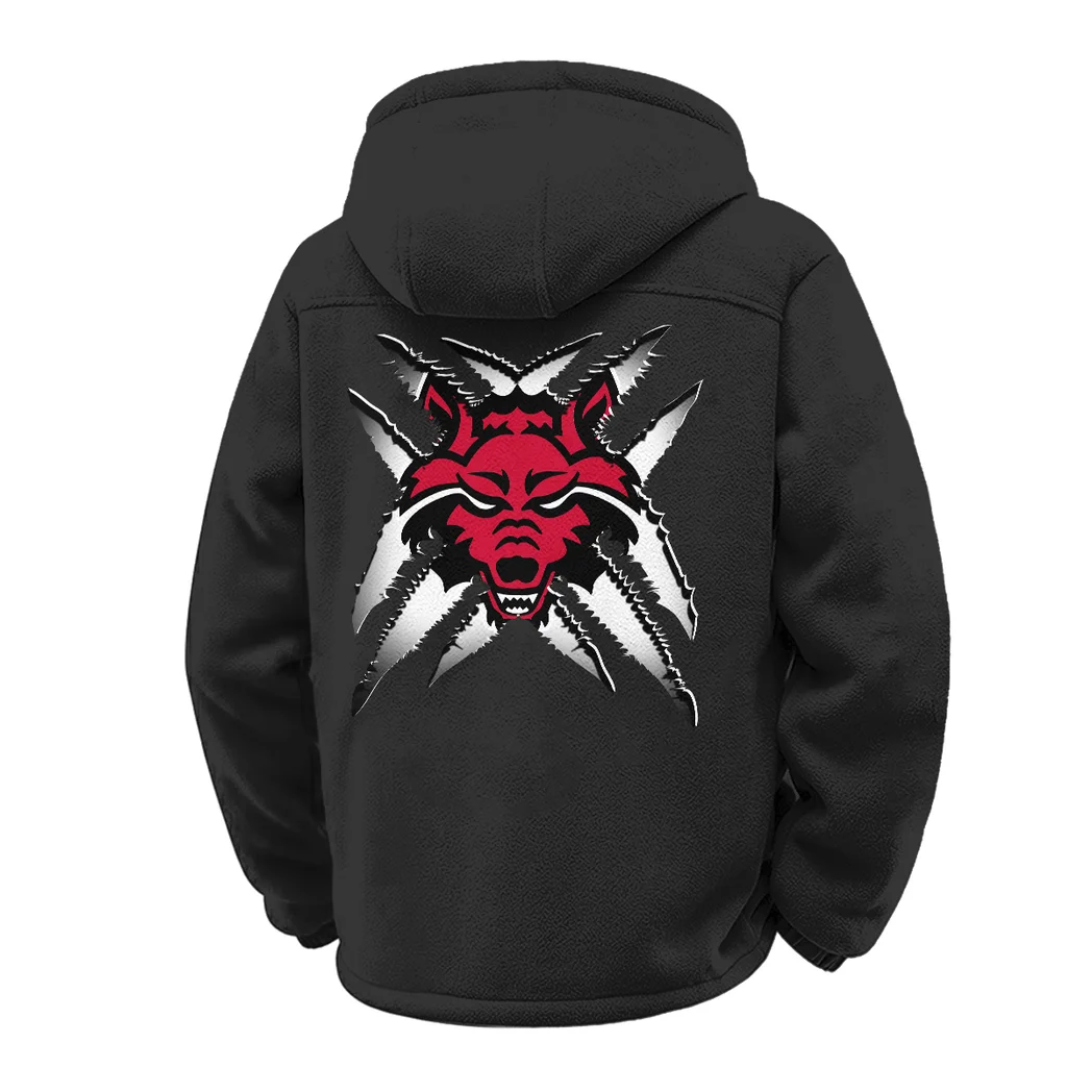 The Red Wolf Spirit Winter Fleece Jacket, Polar Climate Fleece HVN1454AS - Black - Image 3
