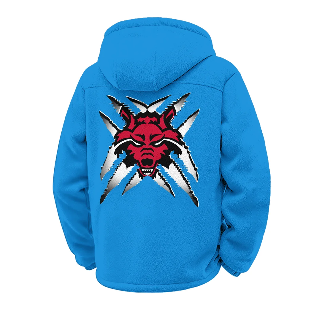 The Red Wolf Spirit Winter Fleece Jacket, Polar Climate Fleece HVN1454AS - cyan - Image 3