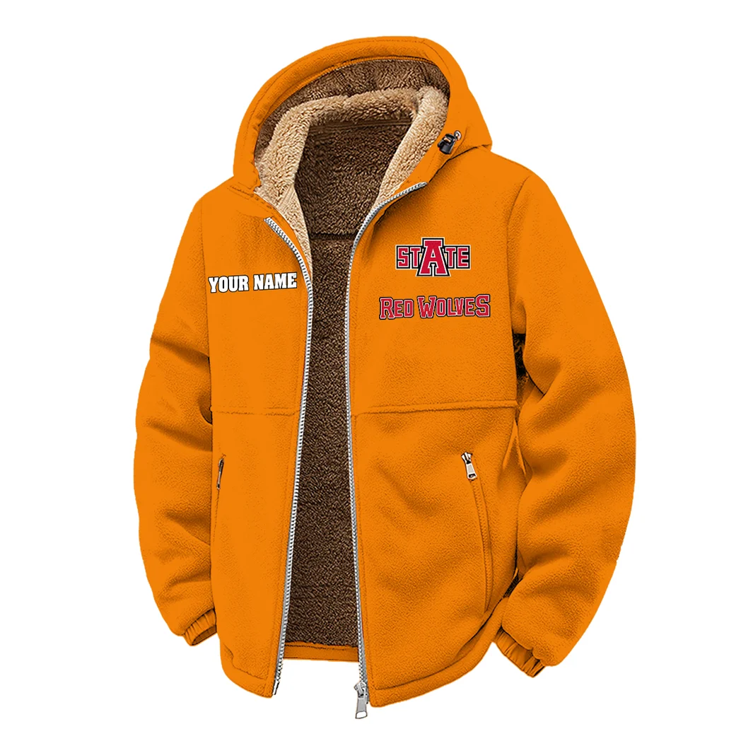 The Red Wolf Spirit Winter Fleece Jacket, Polar Climate Fleece HVN1454AS - Orange - Image 2