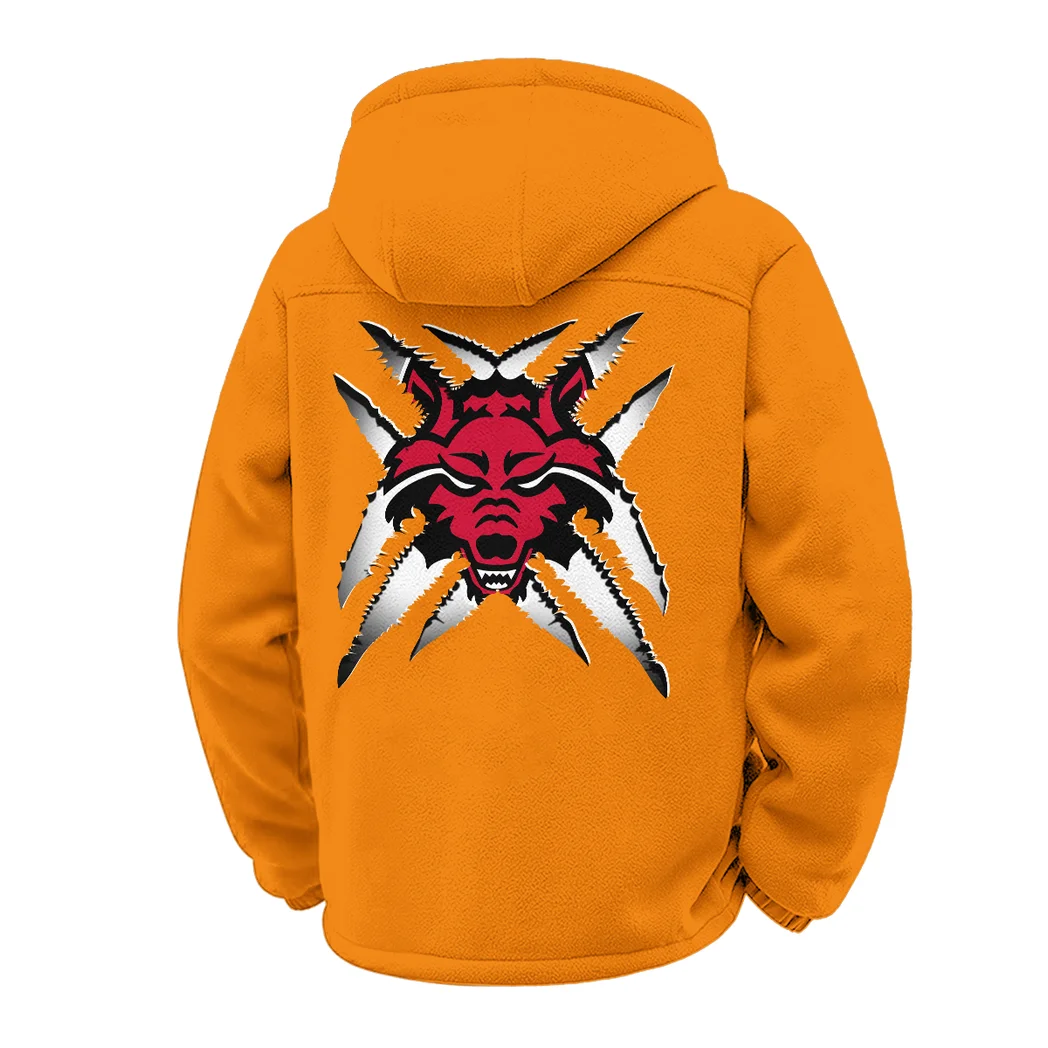 The Red Wolf Spirit Winter Fleece Jacket, Polar Climate Fleece HVN1454AS - Orange - Image 3