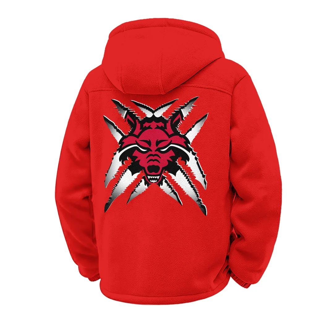 The Red Wolf Spirit Winter Fleece Jacket, Polar Climate Fleece HVN1454AS - red - Image 3